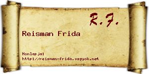 Reisman Frida névjegykártya
